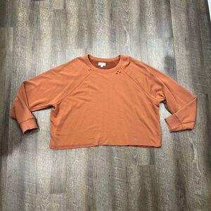 Aerie plus size Cropped Rust Orange Crewneck Sweatshirt